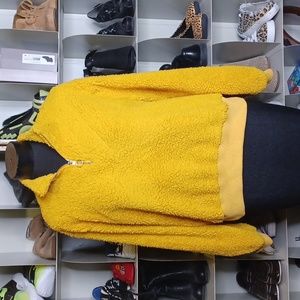 Weekend Edition mustard colored 3/4 zip pullover top size M